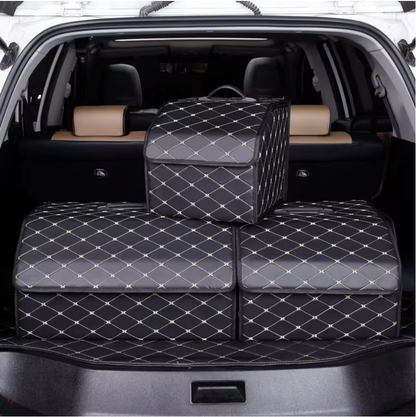 Leather Car Trunk Organizer Box
