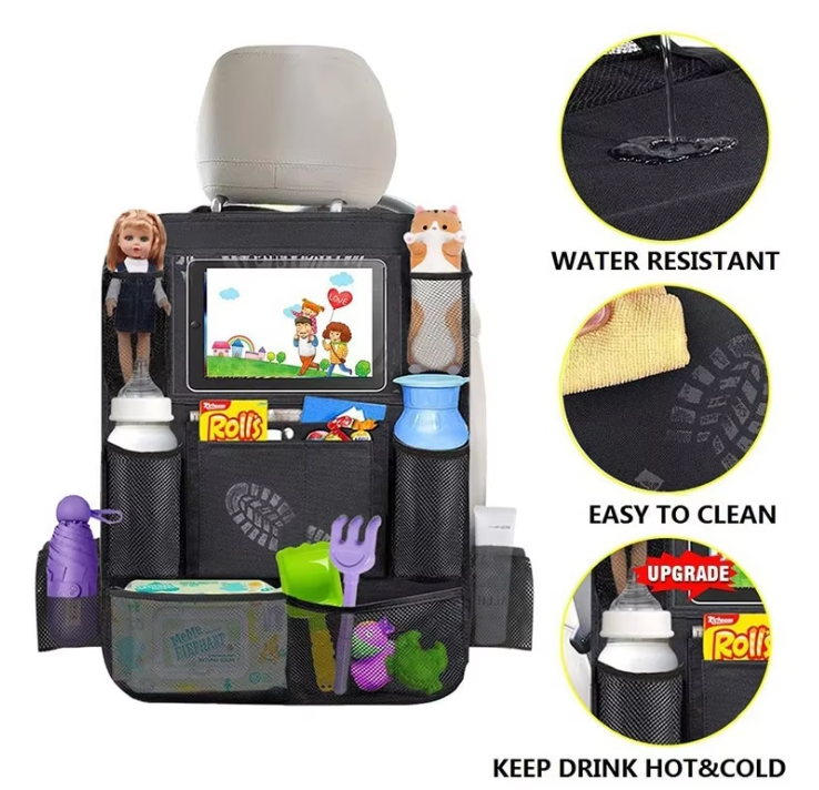 Car Backseat Organizer with Touch Screen Tablet Holder