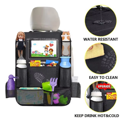 Car Backseat Organizer with Touch Screen Tablet Holder